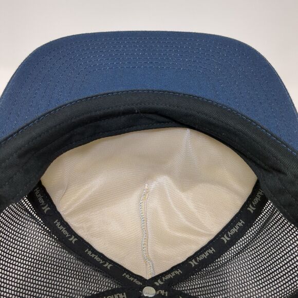 Hurley Snapback Trucker Hat Blue OS Adjustable Stripe Mesh Back Classics Yupoong - Picture 7 of 9